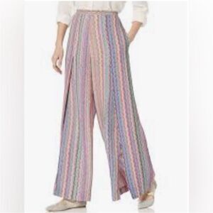 NWT Bcbg Maxazria Multicolor Striped Women's split Wide-Leg Pants, XXS